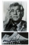 Leonard Bernstein Signs in Black Felt Tip a Glossy 8 x 10 Photo of Himself -- Creasing & Wear to Top Edge -- Near Fine