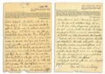 1943 Autograph Letter Signed by a Prisoner in Sachsenhausen Concentration Camp -- "…Thankfully I have received the parcel. In it there was marmalade, sugar, dough…bread and apples…"