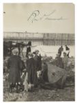 Roald Amundsen Signed Photograph -- Showing His Crew Dismantling the Famed Norge Aircraft