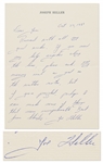 Catch-22 Author Joseph Heller Autograph Letter Signed -- …My memory isnt as good as the written notes, but if youre puzzled, perhaps I can make sense of things…