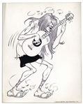 Large Al Capp Artwork of His SWINE Hippie Character -- Measures 11.75 x 14.75