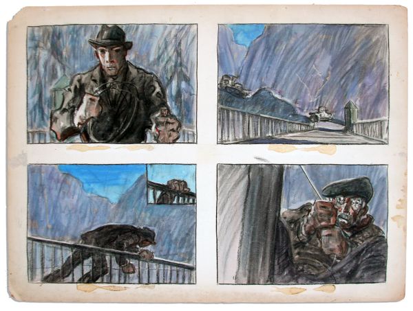 Storyboard Art From ''For Whom the Bell Tolls'' -- The Hit 1943 Screen Adaptation of Hemingway's Classic Novel Starring Ingrid Bergman & Gary Cooper -- The Critical Bridge Bombing Sequence