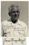 Football Star & Legendary Coach Amos Alonzo Stagg 8 x 11 Signed Photo -- Inscribed to Christy Walsh