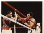 Fantastic Muhammad Ali Signed 10 x 8 Photo -- Also Signed by Larry Holmes From Alis Penultimate Fight