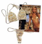 Actress Stacy Keiblers Gold-Studded Bikini -- Worn in a WWE Magazine Shoot -- Includes Signed Centerfold Photo From the Magazine of Keibler in the Bikini & COA Signed by the Star