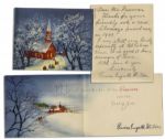 Laura Ingalls Wilder Autograph Letter Signed Upon a Signed Christmas Card -- ...Almanzo passed away in 1949. I am still very lonely... -- With PSA/DNA COA
