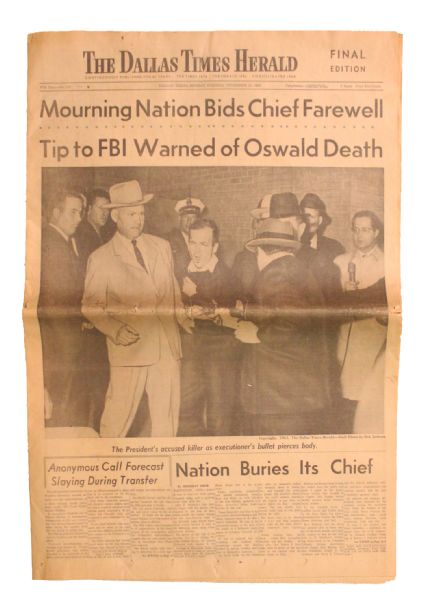 25 November 1963 Account of John F. Kennedy's Funeral and Oswald's Killing -- ''Dallas Times Herald'' Newspaper