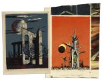 Pair of Joseph Mugnaini Moonscape Prints for Ray Bradbury -- One Is for His Publication, The Martian Chronicles