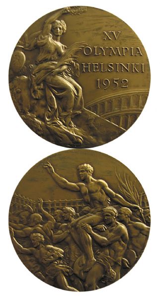 Bronze Medal From the 1952 Summer Olympics, Held in Helsinki, Finland -- Won by a Member of the Finnish Gymnastic Team