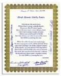 Enola Gay Poem Signed by Five Crew Members Including Tibbets, Jeppson, Caron & Ferebee