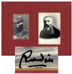 Revolutionary French Sculptor Auguste Rodin Signed Photo Postcard of His Famous Work, Cariatide Carrying a Stone