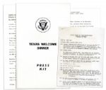 Press Kit & Working Program for the Dinner Welcoming JFK to Texas the Night of His Assassination