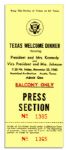Press Ticket for the JFK Texas Welcome Dinner -- Scheduled the Night of His Assassination