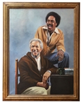 Sanford & Son Oil Painting by Artist Russell Dobson -- Measures 36 x 48 Unframed -- 2 Closed Tears in Canvas (3 and 1), Overall Very Good Condition -- From Redd Foxx Estate