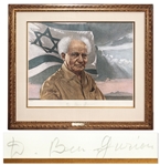 Large Signed Limited Edition Lithograph of First Israeli Prime Minister David Ben-Gurion