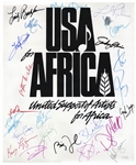 Historic USA for Africa Poster Signed by 22 Musical Artists From the 1985 Charity Single We Are The World -- Including Michael Jackson & Paul Simon