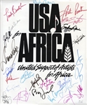 Historic USA for Africa Poster Signed by 24 Musical Artists From the 1985 Charity Single We Are The World -- Including Bruce Springsteen & Michael Jackson