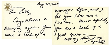 George W. Bush Autograph Letter Signed as President -- ...I bet you still are a live one...