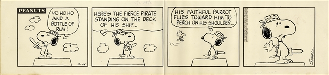 Snoopy Plays Pirate With Woodstock Helping in This 1972 Charles Schulz Hand-Drawn Peanuts Strip