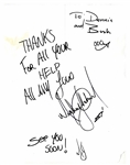 Michael Jackson Rare Twice-Signed Thank You Note to Dennis Tompkins & Michael Bush -- With PSA/DNA COA