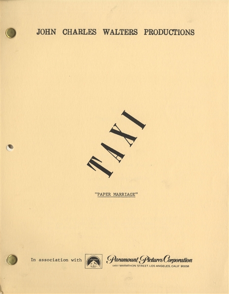 ''Taxi'' Script From Season 1 -- From the Estate of Sam Simon, Co-Creator of ''The Simpsons'' & Writer on ''Taxi''