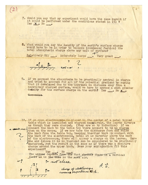 Remarkable Letter Signed by Albert Einstein, Along With His Initialed Drawings -- Explaining the Science Behind His Groundbreaking Work on Electrostatic Theory and Special Relativity