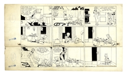 Chic Young Hand-Drawn Blondie Sunday Comic Strip From 1936 -- Baby Dumpling Cleverly Prepares to Disobey Blondie
