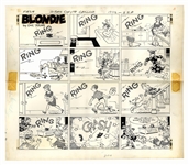 Chic Young Hand-Drawn Blondie Sunday Comic Strip From 1968 -- Calamity at the Bumstead Home