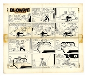 Chic Young Hand-Drawn Blondie Sunday Comic Strip From 1969 -- A Black Cat Crosses Dagwoods Path
