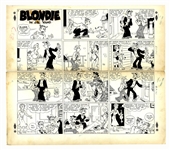 Chic Young Hand-Drawn Blondie Sunday Comic Strip From 1949 -- Dagwood & Alexander Try to Do the Right Thing