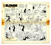 Chic Young Hand-Drawn Blondie Sunday Comic Strip From 1962 -- Despite Dagwoods Best Intentions, Mr. Dithers Thinks Hes Skipping Work
