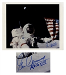 Apollo 17 Astronaut Gene Cernan Signed 14 x 11 Photo -- The Last Man to Walk on the Moon