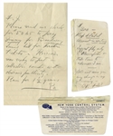 Franklin D. Roosevelt Autograph Note Signed FDR & Autograph Letter Signed to His Son