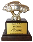 Unique 1974 Disney Trophy Bestowed Upon Actress Helen Hayes for Her Work in the Sequel to The Love Bug -- Herbie Rides Again