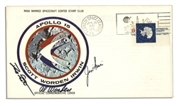 Apollo 15 Crew-Signed NASA Astronaut Insurance Cover -- Signed Al Worden, Dave Scott & Jim Irwin -- Cancelled 26 July 1971 -- 6.5 x 3.75 -- Near Fine -- With COA From Worden
