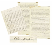 Fascinating Autograph Letter by Clara Barton Marked Confidential Regarding Missing Soldiers of the Civil War -- With a Report Signed Four Times by Barton Regarding the Andersonville Expedition