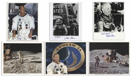 Lot of 6 Astronaut Signed 8 x 10 Photos -- Includes Jim Irwin, Charlie Duke, Charles Conrad, John Glenn & Ed Mitchell -- Irwin Writes His Love From the Moon on His Signed Photo