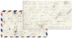 Hunter Thompson Autograph Postcard Signed -- "…Now to work on Rum Diary…"