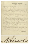 Abraham Lincoln Letter Signed to His General After the Disastrous Battle of Fredericksburg on Taking Richmond: ...the army must remain on or near the Fredericksburg line, to protect Washington...