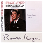 Ronald Reagan Signed First Edition of His Book Speaking My Mind