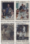 Norman Rockwell Signed Four Freedoms Posters Measuring 28.5 x 40 -- Complete Set of Four Posters From 1943 Each Signed by Rockwell, Without Inscription