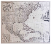 Stunning Hand-Colored Map of North America From 1784 Just After the Revolutionary War -- Large Four-Sheet Map Measures 46.875 x 41, in Exceptional Condition