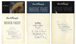 Walt Disney Lot of Three Signed Illustrated Books From the True-Life Adventures Nature Documentary Series -- Each Inscribed to Disney Cinematographer James Simon