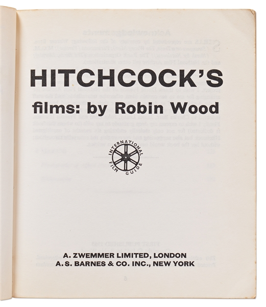 Alfred Hitchcock Signed Self Portrait Sketch Within the Book ''Hitchcock's Films''