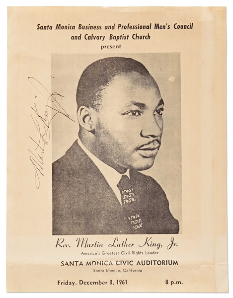 Martin Luther King Signed Civil Rights Handbill from 1961 -- Without Inscription -- With PSA/DNA COA