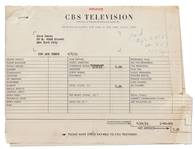 Invoice from CBS Television for Use of a Screening Room for James Deans Performance in The Capture of Jesse James