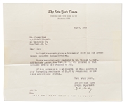 Invoice from the New York Times to James Dean for Advertising -- With Mention of William Bast