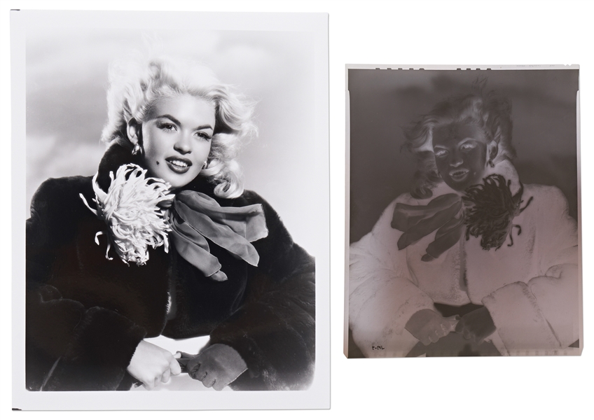 Original Negative of Jayne Mansfield with Graphite Retouching Visible -- Photograph by Bert Six Measures 8'' x 9.875''