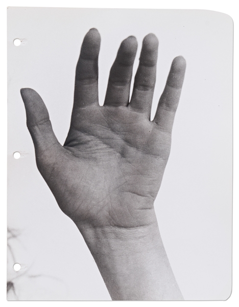 Original 8.5'' x 11'' Photo of Marilyn Monroe's Palm, Taken by Andre de Dienes, With de Dienes Backstamp & Hand-Annotated on Verso by de Dienes