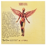 Nirvanas In Utero LP Record Album, with a Signed Description by Art Director Robert Fisher Regarding the Famous Cover Artwork